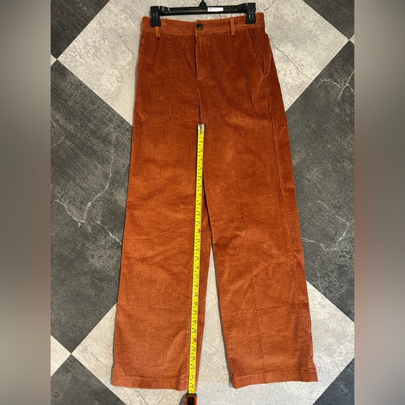 NWT-Grace & Mila Paris Dante Super High Rise Corduroy Flare Leg Pant Rust Small - Picture 8 of 9